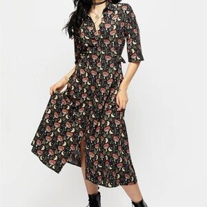 Dreamfast Mushroom Moon Print Midi Shirt Dress
